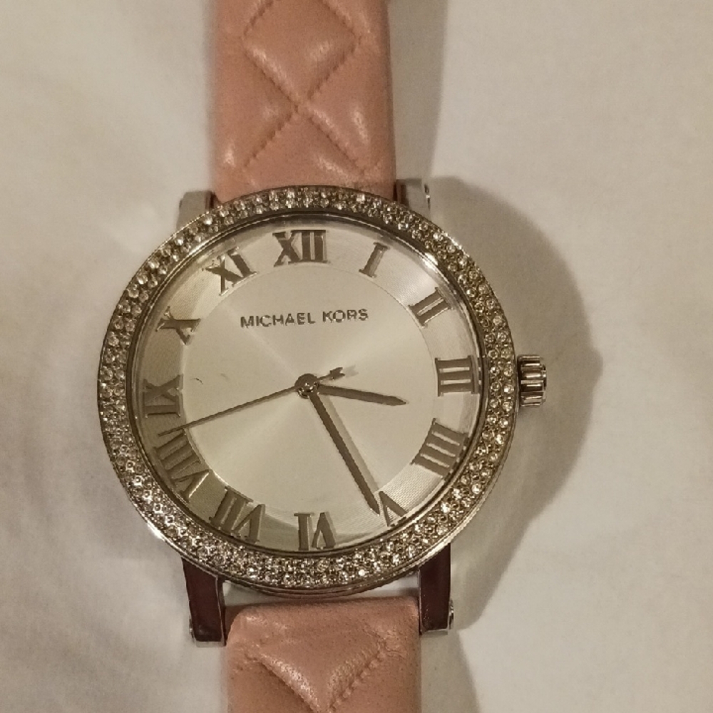Michael Kors Blush Pink Quilted Strap Watch